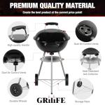 GRiliFE 18" Portable Charcoal Grill with Wheels
