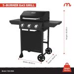 Megamaster 3-Burner Propane Gas Grill with Side Tables