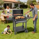 Kendane Charcoal Grill with Side Shelf & Smoker