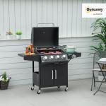 Outsunny 4-Burner Propane Gas Grill with Side Burner