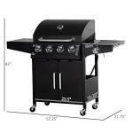 Outsunny 4-Burner Propane Gas Grill with Side Burner