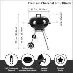 18-Inch Portable Charcoal Kettle Grill with Wheels
