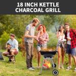 18-Inch Portable Charcoal Kettle Grill with Wheels
