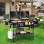 2-Burner Gas and Charcoal Combo Grill with Smoker