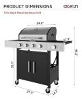 Aoxun 4-Burner Propane Gas Grill with Side Burner
