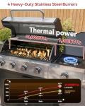 Aoxun 4-Burner Propane Gas Grill with Side Burner