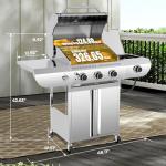 R.W.FLAME 3-Burner Propane Gas Grill with Side Burner