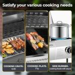 R.W.FLAME 3-Burner Propane Gas Grill with Side Burner