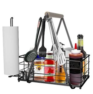 Outdoor Picnic BBQ Utensil Caddy with Hooks