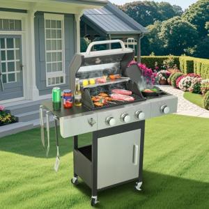 3-Burner Propane BBQ Grill with Side Burner