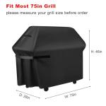 Heavy Duty Waterproof BBQ Grill Cover, 75-Inch