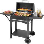 Charcoal BBQ Grill with Side Tables and Smoker
