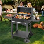 Charcoal BBQ Grill with Side Tables and Smoker