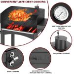 Charcoal BBQ Grill with Side Tables and Smoker