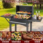 Charcoal BBQ Grill with Side Tables and Smoker