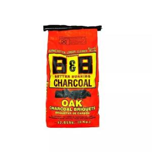 B&B Charcoal Slow Burning Oak Briquettes, 17.6 lbs