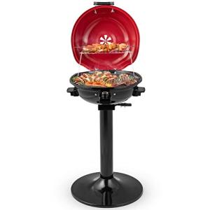 HAPPYGRILL Portable Electric BBQ Grill with Warming Tray