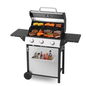 3-Burner Propane Gas Grill with Side Table