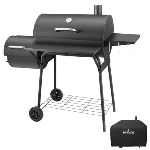 Charcoal Grill with Offset Smoker and Side Table