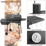 Charcoal Grill with Offset Smoker and Side Table