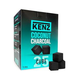 KENZ 100% Natural Coconut Charcoal Briquettes, 72 Cubes