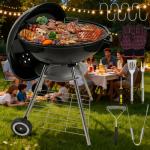 22-Inch Portable Charcoal Grill with BBQ Tool Set
