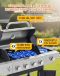 EUHOME 4-Burner Propane BBQ Grill with Side Burner