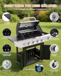 EUHOME 4-Burner Propane BBQ Grill with Side Burner