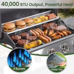 HUGROVE 4-Burner Propane BBQ Grill with Side Tables
