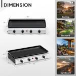 ROVSUN 4 Burner Portable Propane Griddle Grill