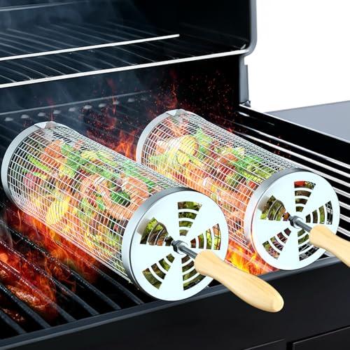 Stainless Steel Grill Basket with Wooden Handle 2PCS