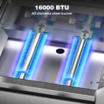 Stainless Steel 2-Burner Gas Grill with Side Shelves