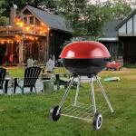Portable 18-Inch Charcoal Grill, Red Kettle Style
