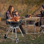 Portable 18-Inch Charcoal Grill, Red Kettle Style