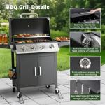 HUGROVE Propane BBQ Grill with Wheels & Spice Rack
