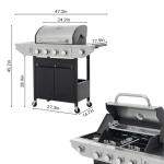Endark 4-Burner Propane Gas Grill with Side Racks