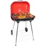 22-Inch Portable Red Charcoal Grill with Wheels