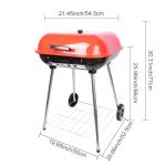 22-Inch Portable Red Charcoal Grill with Wheels