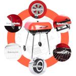 22-Inch Portable Red Charcoal Grill with Wheels