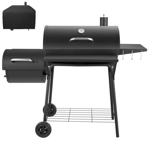 Kendane Barrel Charcoal Grill with Smoker and Shelves