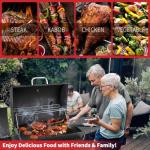 Kendane Barrel Charcoal Grill with Smoker and Shelves