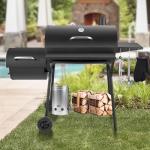Kendane Barrel Charcoal Grill with Smoker and Shelves