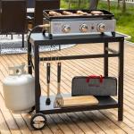 Royal Gourmet Movable Flattop Grill Cart with Shelves