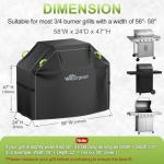 58" Waterproof BBQ Grill Cover with Straps