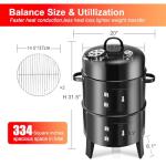 19-Inch Charcoal Smoker and Grill with Thermometer