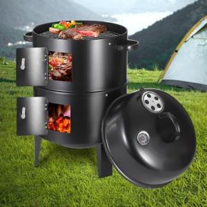 17-Inch Charcoal Smoker Grill with Thermometers