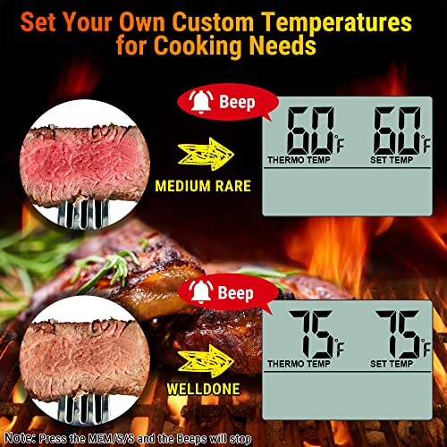 Digital BBQ Grill Thermometer with Stainless Steel Probe