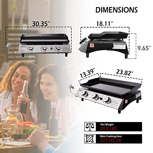 Royal Gourmet 3-Burner Portable Gas Grill Griddle