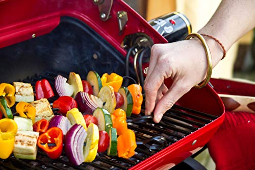 Portable Electric Cart Grill with Folding Tables - Red