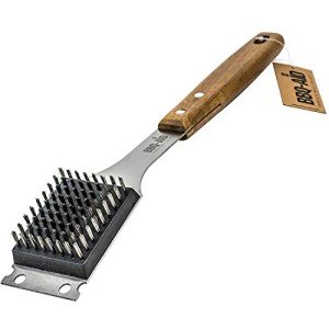 BBQ-Aid Grill Brush and Scraper with Wooden Handle